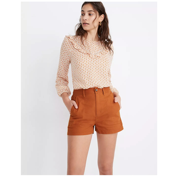 Madewell Pants - Madewell Orange Camp Shorts Size Small